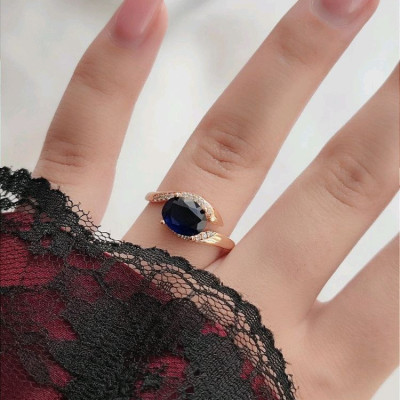 انگشتر تک نگین آبی-130241