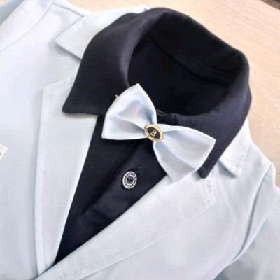 ست 4 تکه کت و شلوار کتان آبی با پیراهن فسقلیمون .