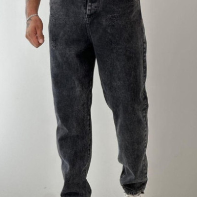 شلوارمام فیت جین ذغالی مردانه