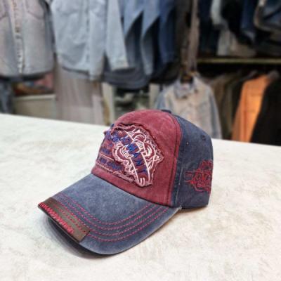 کلاه جین 2 رنگ قرمز سرمه ای