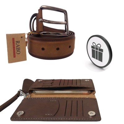 ست هدیه سه تیکه مردانه شامل کیف کیهان کمربند رابو و جاکلیدی