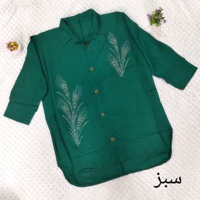 مانتو مجلسی نخی مدل نگین کاری شده طرح خوشه گندم