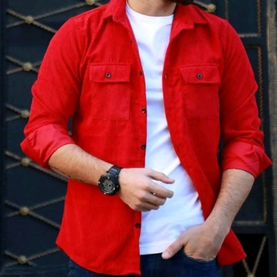 پیراهن مخمل کبریتی مدل دوجیب