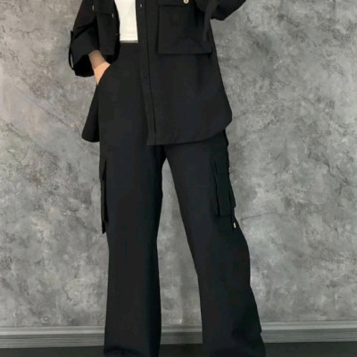 مانتو شلوار زنانه کتان نخ شلوار کارگو مدل زارا-148155