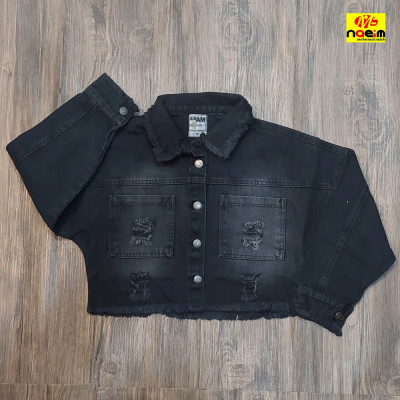 کت تک لی ذغالی کوتاه پایین ریش پشت طرح دار زاپدار دخترانه پسرانه 7تا14