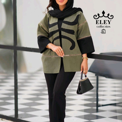 مانتو اسپرت زنانه مدل مانتو کتی سوزنی مراکشی مدل ریشدار ترکیب با کنافی