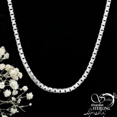 زنجیر بیزمارک مربعی نقره مردانه کد 15806