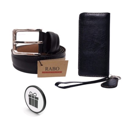 ست هدیه مردانه 3 تیکه شامل کیف موبایل کمربند جاکلیدی با کیفیت