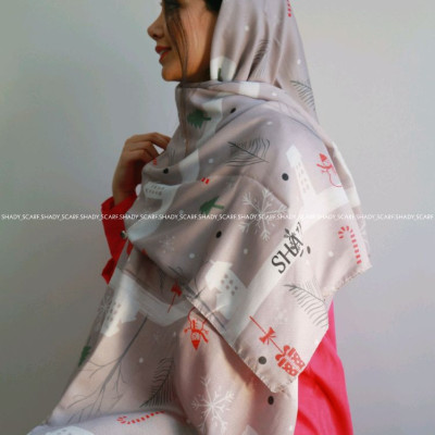 شال نخی طرح کریسمسی برفی برند شیدی