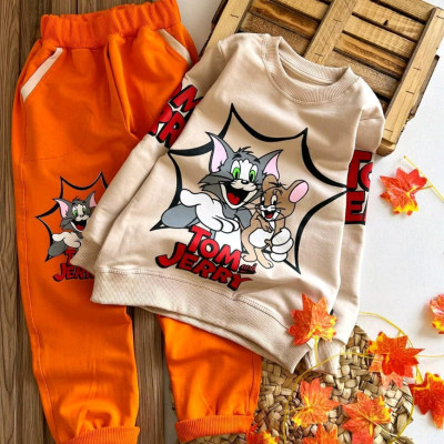 ست بلوز شلوار تام و جری دخترانه و پسرانه سایز 60 55