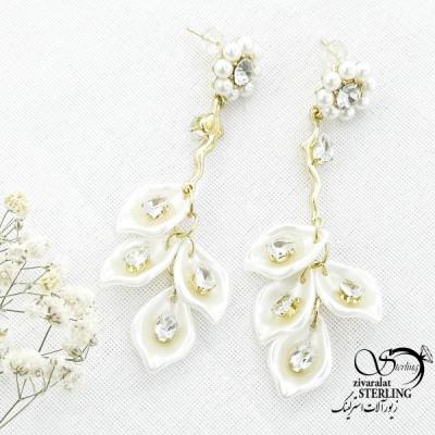 گوشواره مجلسی آویز برگ سفید کد 15608-146379
