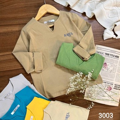 تی شرت پسرانه یقه‌کوبایی آبی