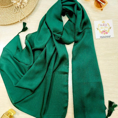 شال سبز نخی کریستال کمی شاین سبک و لطیف وارداتی-136968