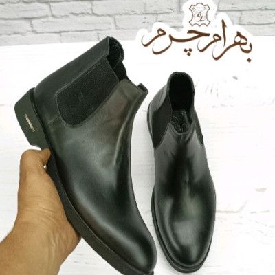 کفش نیم بوت مردانه اسپرت چرم طبیعی دست دوز(مدل کوین مشکی)-144056