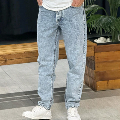 شلوار جین مردانه مدل راسته رنگ آبی یخی ارجینال ترک