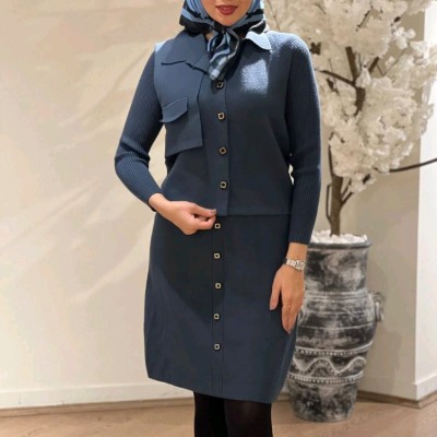 پیراهن زنانه پشمی مدل دوتکه