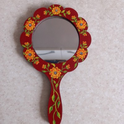 آینه دستی چوبی نقاشی شده