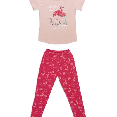 تیشرت شلوار دخترانه لک لک دوچرخه سوارصورتی مناسب 8تا9 سال درpikmode