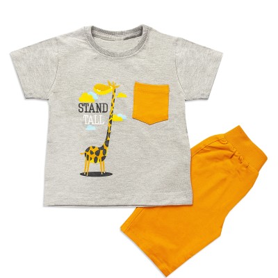 تیشرت و شلوارک زرافه، تک جیب پنبه مناسب 1تا7 سال برندi.pooshدرpikmode