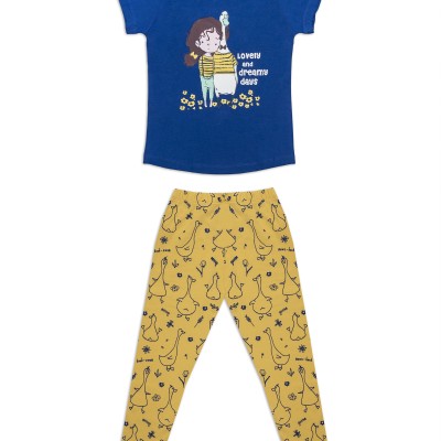 تیشرت و شلوار دخترانه 6تا7 سال کودک وغازدر گلهاپنبه برندjanaدرpikmode