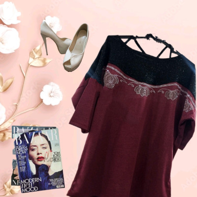 شومیز زنانه نگین دار ویسکوز مناسب سایز 38 تا 46