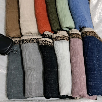 شال پلیسه لمه دار وارداتی دور پلنگی-134824