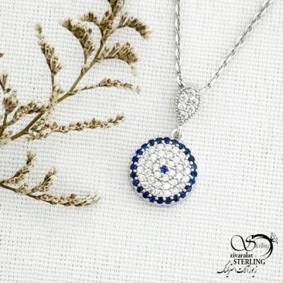 گردنبند نقره ایتالیا چشم زخم عیار925 کد 14242-137824