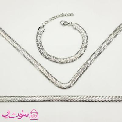 گردنبند/ دستبند/ پابند هرینگبون نرم نقره ای ضخامت 7 میل