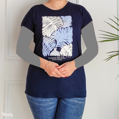 تیشرت سایز بزرگ زنانه طرح برگ