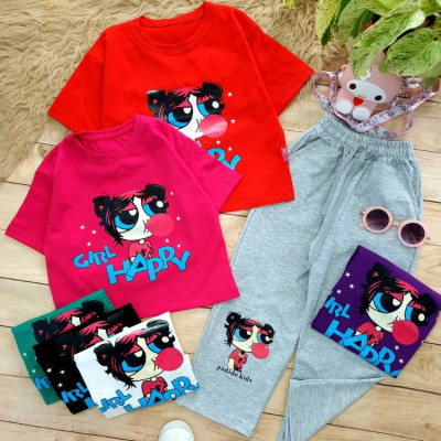 کراپ و شلوار دخترانه طرح آدامسی سایز 45/50-153922