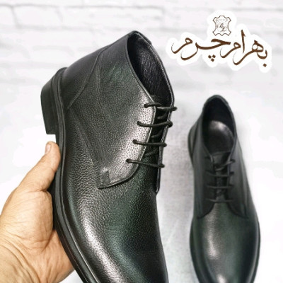 نیم بوت مردانه اسپرت چرم طبیعی دست دوز مدل فیگارو مشکی