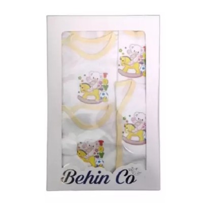 ست لباس نخی نوزادی ( بیمارستانی ) 20 تکه چاپی طرح خرس و اسب چوبی-156347