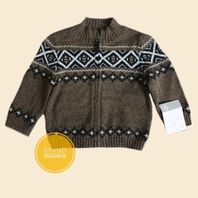 ژاکت بافت بچگانه برند آمریکایی carters سایز 9 ماه رنگ قهوه ای کارترز