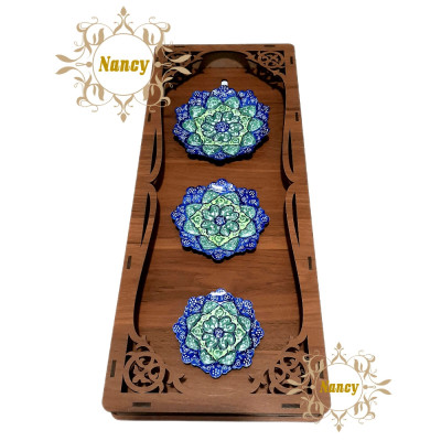 تابلو سه تایی میناکاری طرح سبزینه