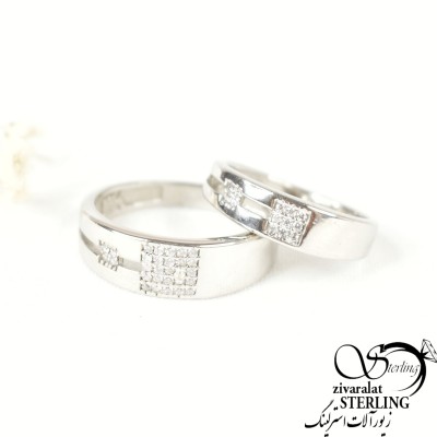 حلقه ست نقره نگین مربعی کد7364