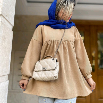 شومیز مانتویی جنس مخمل کبریتی