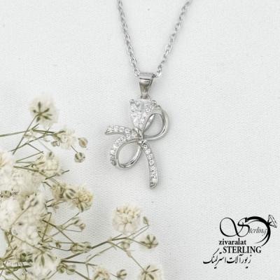 گردنبند پاپیون نقره 925 عیار ایتالیایی کد 15950