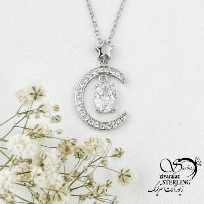 گردنبند نقره ایتالیا نگین دار کد 15951