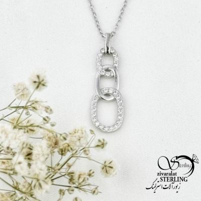 گردنبند زنانه نقره آویز کارتیر نگین دار کد 15953