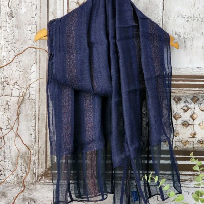 شال نخی مجلسی لمه راه راه دستک ویسکوز سبک و لطیف وارداتی-135528