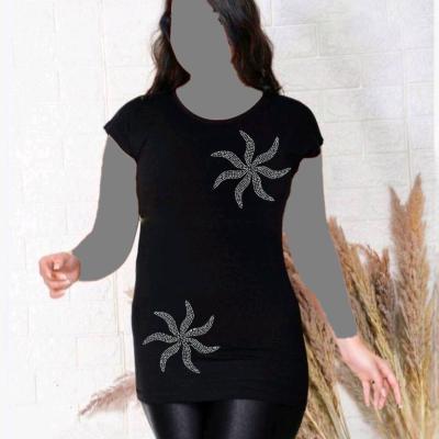 تاپ و دامن زنانه پنبه‌ای مدل تیشرت آستین سرخود