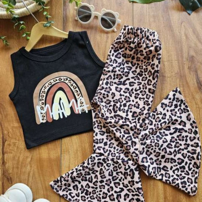 کراپ و شلوار دخترانه پلنگی مناسب یک تا 5 سال