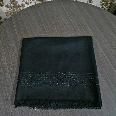 روسری نخی زنانه روسری مشکی لمه شنی روسری محرمی روسری مجلسی حاشیه لمه