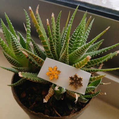 گوشواره زنانه طلایی استیل طرح برف کد G01299