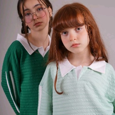 بلوزشلواردخترانه یقه دار رنگ وسایزبپرس