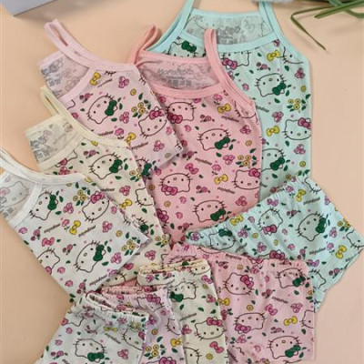 ست شورت و رکابی دخترانه کیتی مناسب 1 تا 5 سال-134393