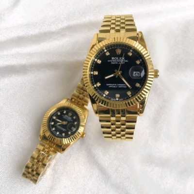 ست ساعت رولکس بند استیل طلایی