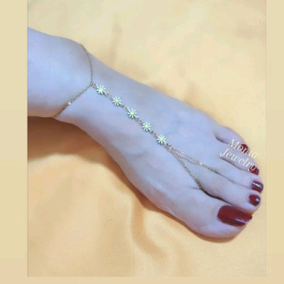 تمیمه پا طرح بابونه استیل رنگ ثابت