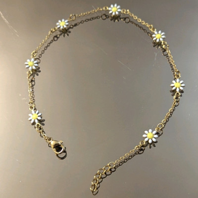 پابند استیل طرح گل بابونه رنگ ثابت