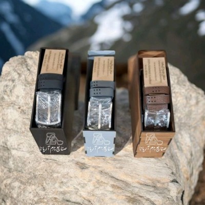 کمربند مردانه دورو چرم طبیعی دست دوز